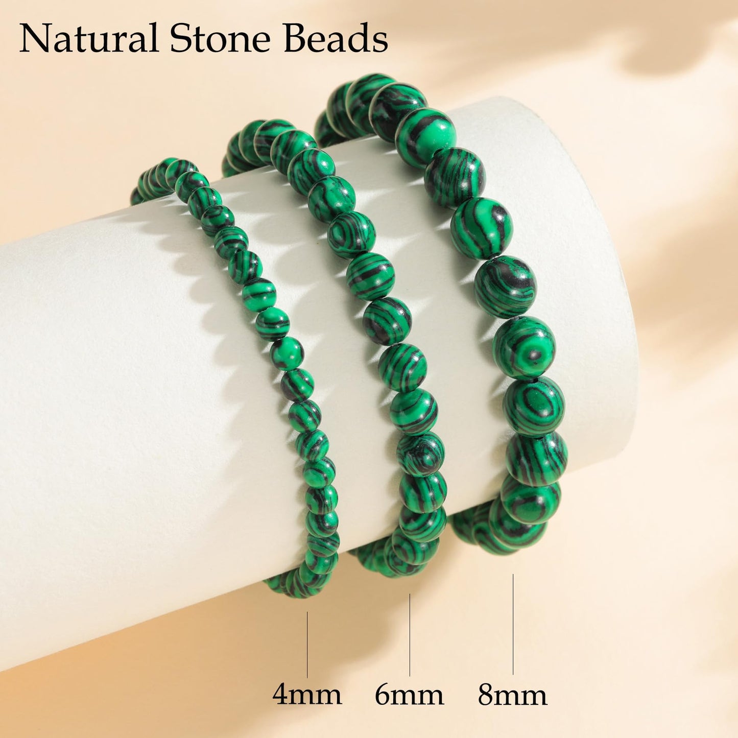 Udolfly Womens Crystal Beaded Bracelets for Women Men Protective Energy Bracelet Natural Gemstone Bead Bracelet 8mm Malachite