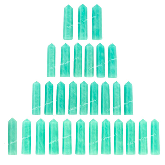 Amazing Gemstone Amazonite Crystal Points Bulk Healing Crystals and Stones - Pack of 3 Single Terminated Healing Wand Point Bulk Crystals for Crafts, Crystal Grid, DIY Work - Premium Crystals