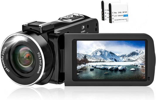 Zorlsk 2.7K 42MP 18X 3.0 Inch 270 2 Video Camera Camcorder, Digital Zoom Vlogging Camera for YouTube, Rotation Screen
