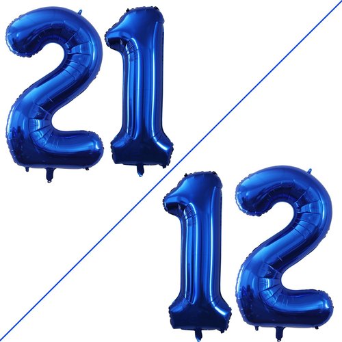GOER Jumbo 12th Birthday Balloons - 42 Inch Blue Foil Helium Decorations for Sweet 12 Party