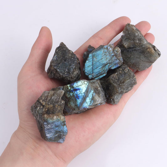 1Lb Raw Labradorite Stones Healing Crystals Natural Rough Gemstone Bulk for Jewelry Making, Healing, Meditation, Reiki, Decoration, Polishing, Wicca & Reiki