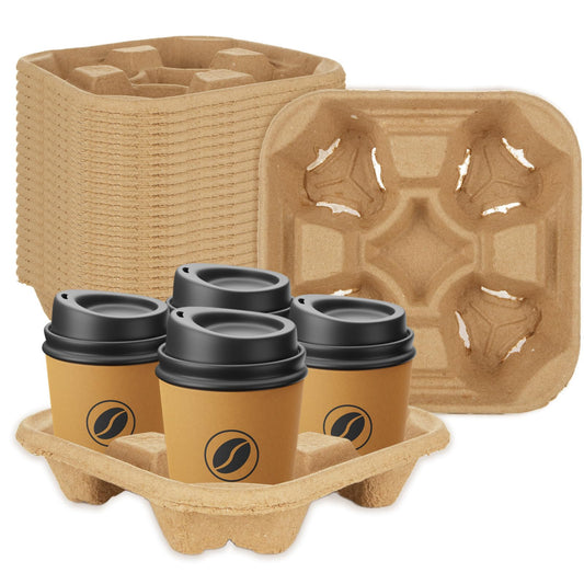 DAJAVE 40 Pack 4 Cup Drink Carrier Cardboard Cup Carriers for Drinks, Cup Holders Tray for 8-32 oz Cup, Drink Holders for Coffee Restaurant Food Delivery