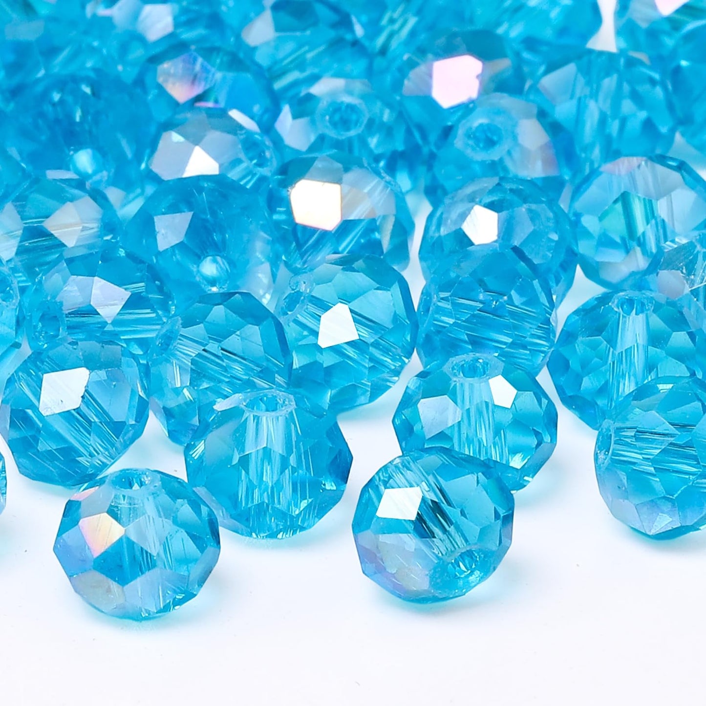 NITOPUPU 500pcs 6mm Crystal Glass Beads for Jewelry Making Faceted Rondelle Flat Beads for Bracelets Necklace Earrings DIY Crafts (Lake Blue Crystal AB Bead)