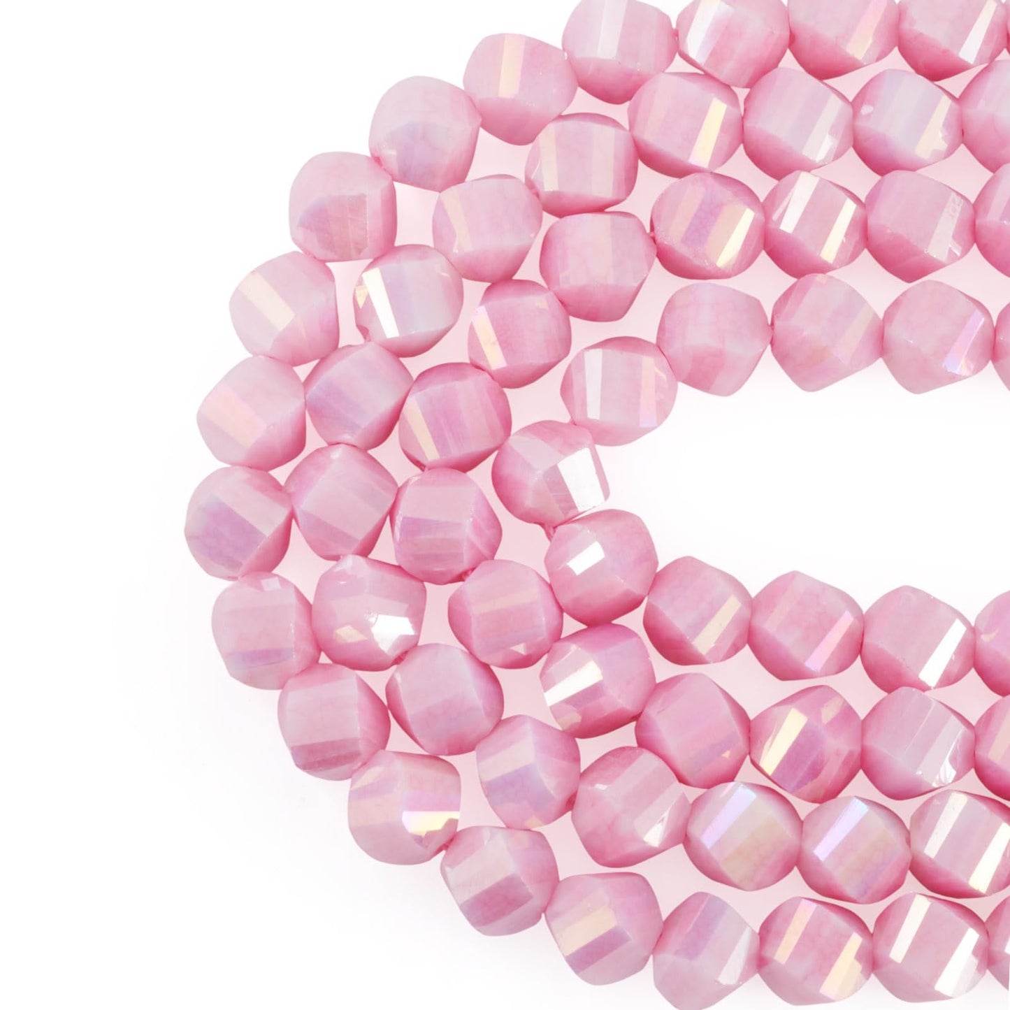 Elecrelive 100Pcs Pink Faceted Glass Beads Twist Crystal Beads Two Tone Imitation Jade Gems for Bracelet Necklace Jewelry Making