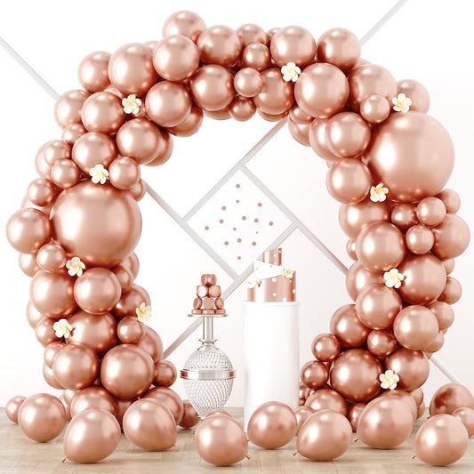 Voircoloria Rose Gold Balloon Garland Kit - 90-Pack in Various Sizes for Weddings, Graduations & Parties