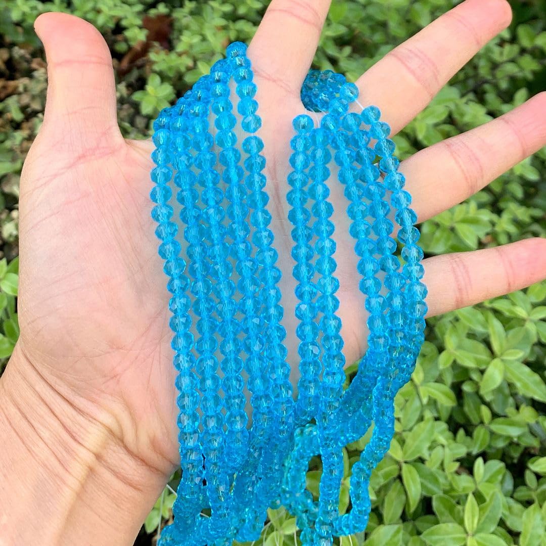 1000pcs Czech Faceted Rondelle Crystal Glass Loose Beads 6mm Spacer Bulk Aquamarine Blue for DIY Craft Jewelry Making CCR610