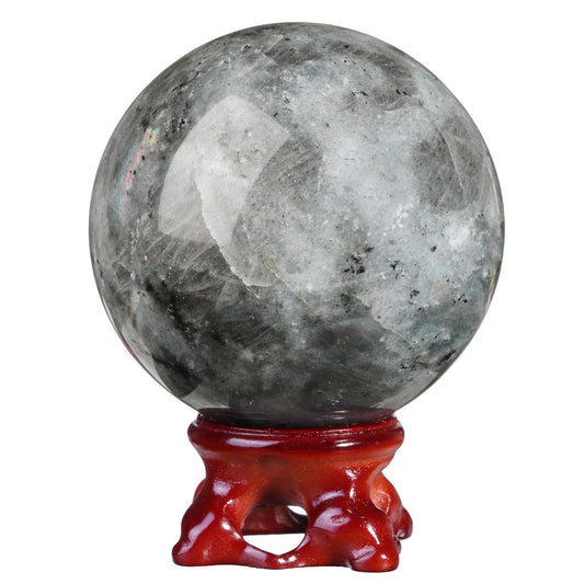 TUMBEELLUWA Labradorite Crystal Ball with Stand for Fortune Teller Witchcraft Divination, Decorative Gemstone Sphere for Home Decor, 61-70 mm