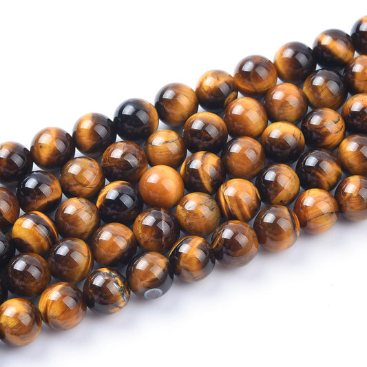 10mm Natural Yellow Tiger Eye Beads Round Gemstone Loose Beads for Jewelry Making (38pcs/Strand)