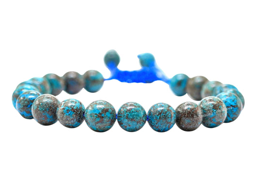 Amazing Gemstone Sea Pattern Bracelet, Gifts For Men & Women - Protection Healing Crystal Bracelet - 8mm Gemstone Beaded Adjustable Bracelet, Pulseras Para Hombres Mujer Stocking Stuffers
