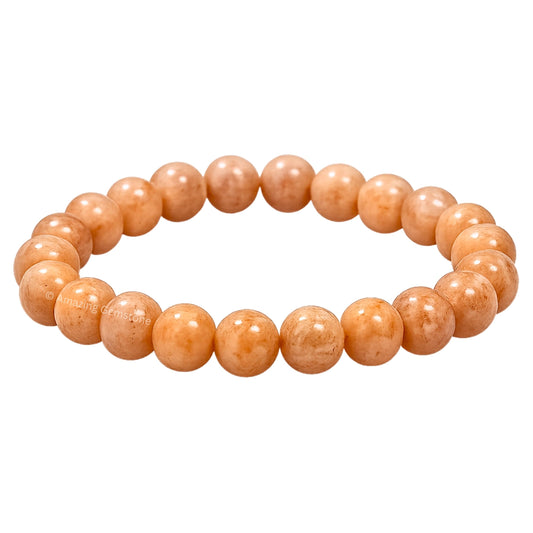 Amazing Gemstone Crystal Bracelet for Women Men's Gifts - Protection Healing Crystal Bracelet - 8mm Gemstone Beaded Stretchable Bracelet Pulseras Para Hombres Mujer Stocking Stuffers Mothers Day Gift (Peach Moonstone)