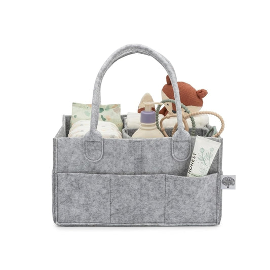 Parker Baby Diaper Caddy - Stylish Nursery Storage Bin & Car Organizer for Diapers - Gray, Regular Size