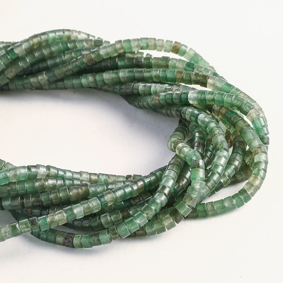 Natural Green Aventurine Stone Spacer Beads 4x2mm 38cm/str Flat Round Loose Semi Gemstone Caps for Making Bracelets Necklace