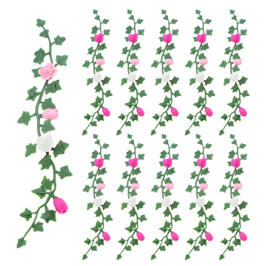 10pcs Miniature Rose Flower Vine, Miniature Grass Flower Tufts, Mini Flowers Vine, Miniature Plants for Fairy Garden Mini House Micro Landscape Decoration