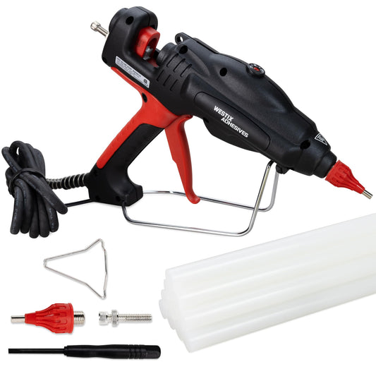 IDL Packaging GG-5810 Industrial 450W Hot Glue Gun with 10 pcs Glue Sticks - 5/8" x 10" Full-Size Glue Sticks - Hot Glue Gun Kit for Variety of Surfaces: Foam, Vinyl, Leather, or Upholstery