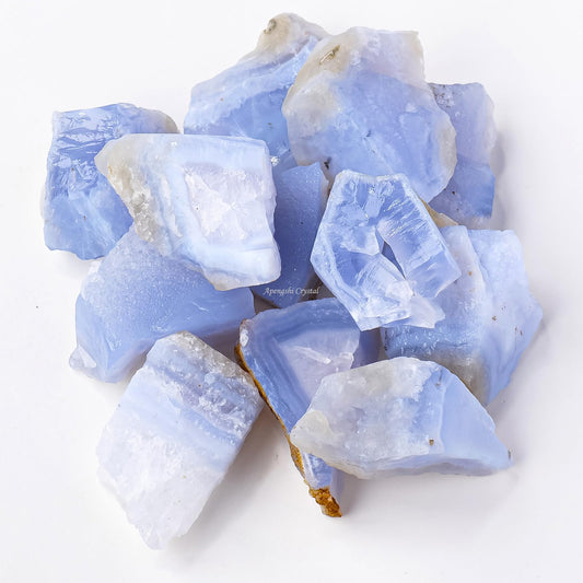 Apengshi Blue Lace Agate Stone Raw Crystals 2PCS Natural Rough Rocks Healing Crystal and Stones DIY Raw Stones Meditation Fountain Garden Home Decor