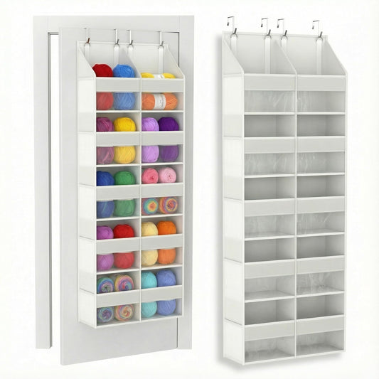 Unjumbly 5 Tiers Over The Door Hanging Yarn Storage Organizer, Large Capacity Behind the Door Storage, Hanging Door Organizer for Knitting and Crochet, Back of Door Yarn Storage Holder (White)