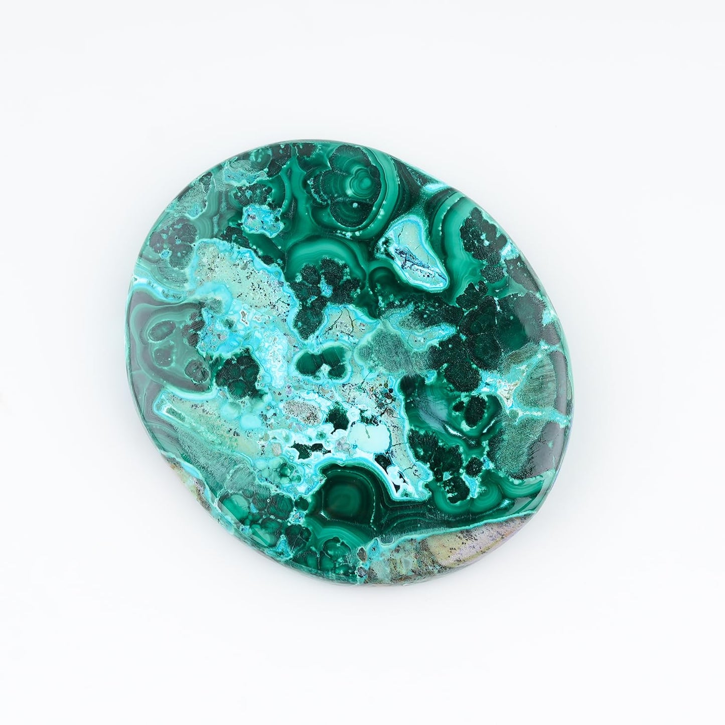 ColouredRocks (45X43mm+ BIG AZURITE MALACHITE, Natural Cabochon Crystals, Loose Gemstone, Wholesale Polished Supply, Jewelry Making, DIY Craft, Gem Collection