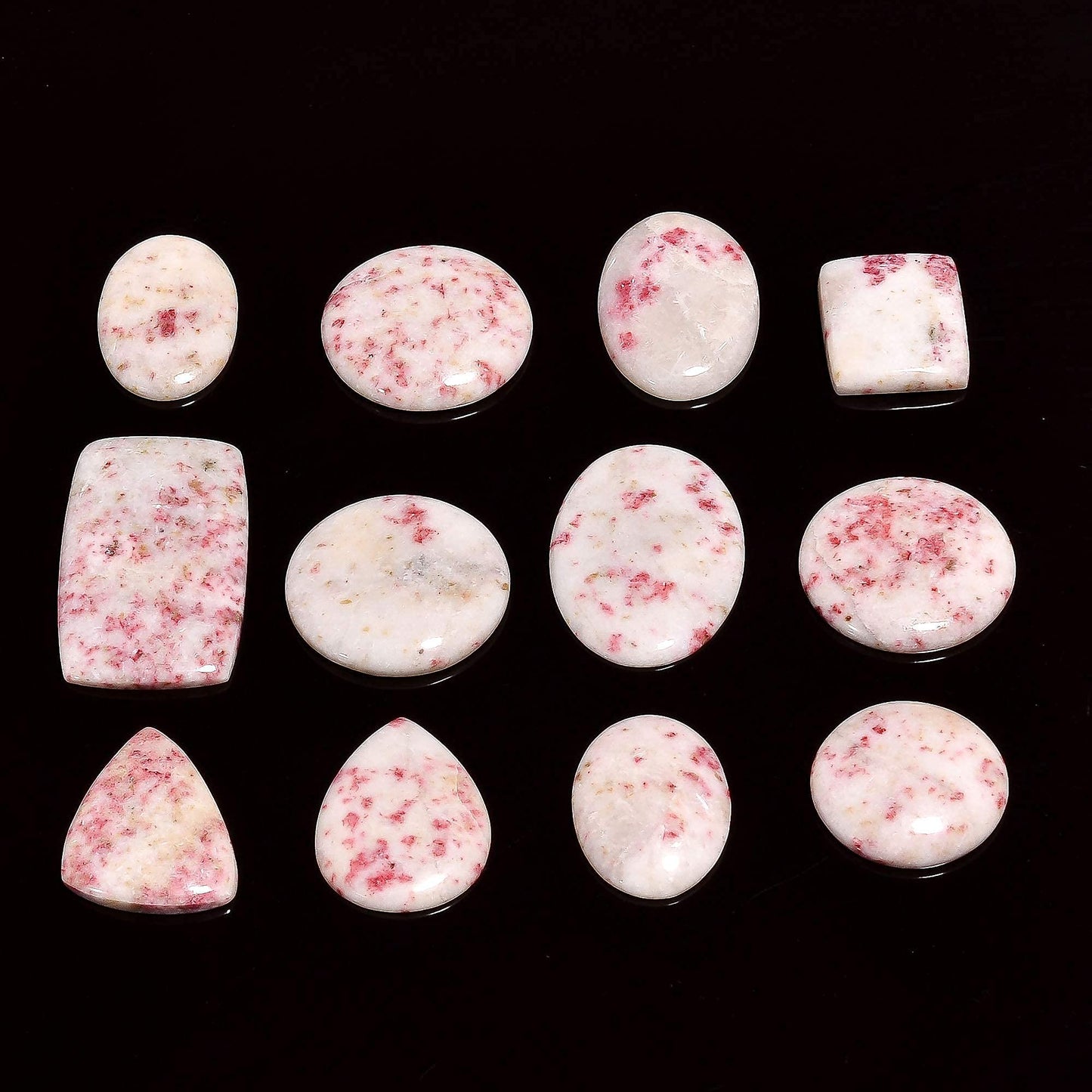 GEMKORA 5pcs Natural Cinnabar Gemstone Wholesale Cabochons Lot, Jewelry Making Loose Gemstone, Polished Home Decor Specimen, DIY, Wire Wrapping, Reiki, Healing Crystals, Bulk Gemstone Deal