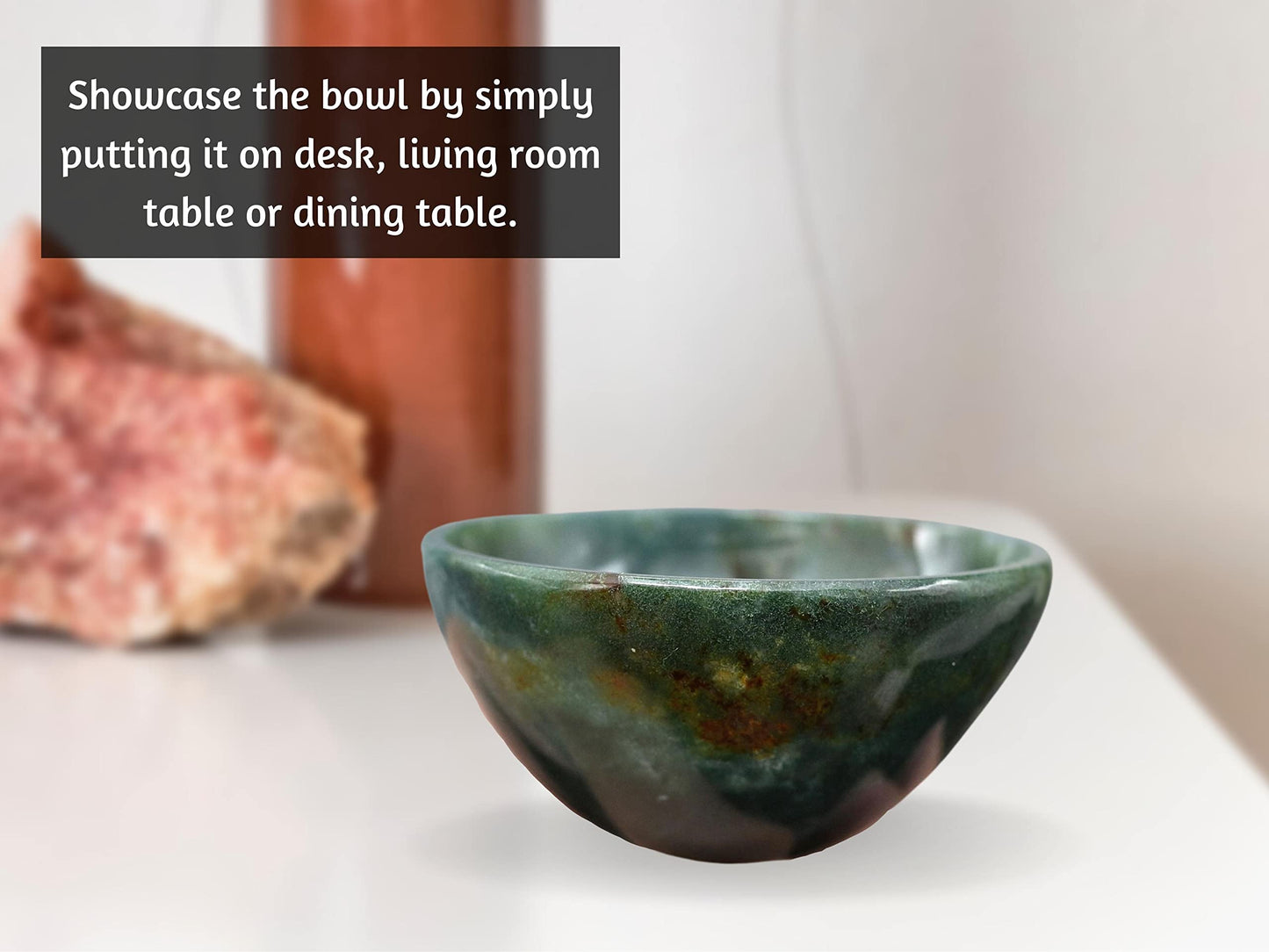 Bloodstone Crystal Bowl - 2 Inch Decorative Bowls for Room and Home Decor - Gemstone Healing Crystals for Elegant Display, Positive Energy Balance and Gift