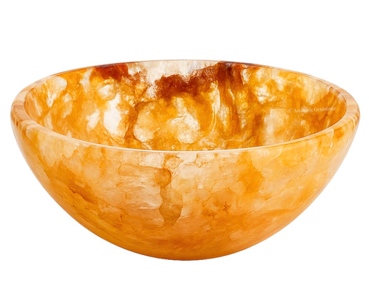 Golden Quartz Crystal Bowl - 3 Inch Decorative Bowls for Room and Home Decor - Gemstone Healing Crystals for Elegant Display, Positive Energy Balance and Gift