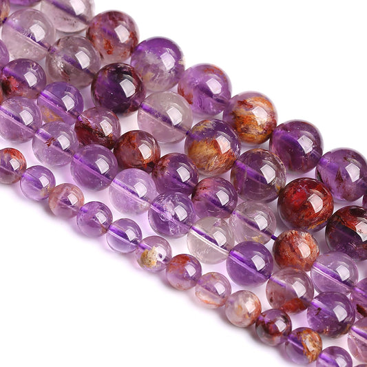 10MM 36PCS Natural Gemstone Purple Ghost Crystal Stone Beads for Jewelry Making DIY Bracelet