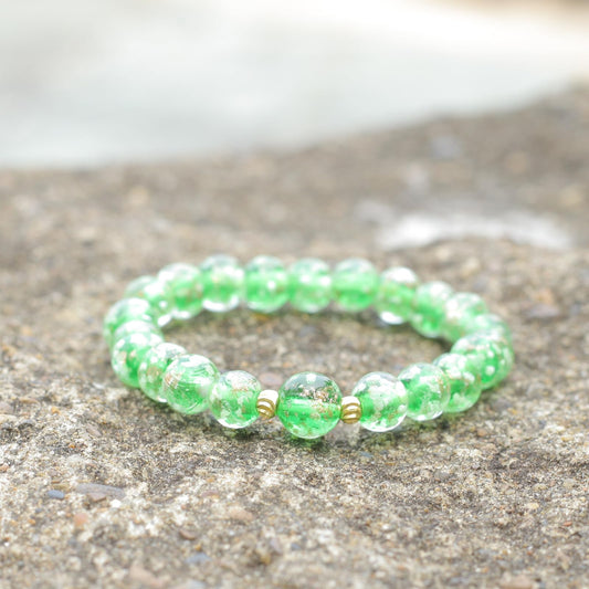 AROUROUA Glass Beaded Bracelet Glowing Bracelet Luminous Bracelets for Women Glass Mermaid Bracelet Bangles Anti Anxeity Healing Energy