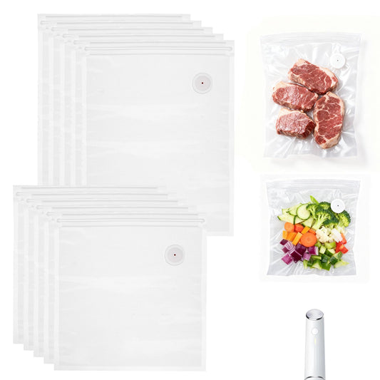 Vacuum Sealer Bags Compatible with Chef Preserve,10PCS Reusable Food Grade And Leak-Proof Storage Bags,Clear,5pcs (10.24 * 11.02 in),5pcs(10.24 * 13.39 in)