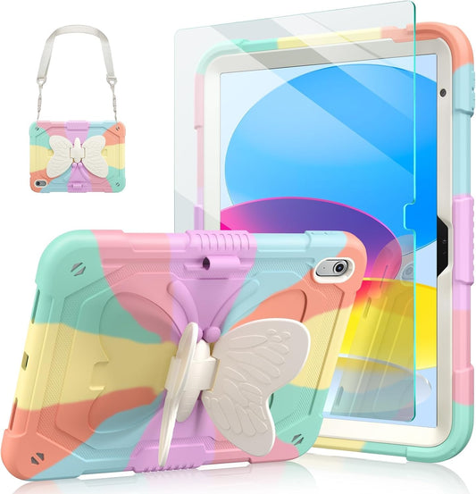 Ambison (A16) 11th/10th (2025/2022) 11''/10.9'' 9H Case for iPad Generation for Kids Girls with Tempered Glass Screen