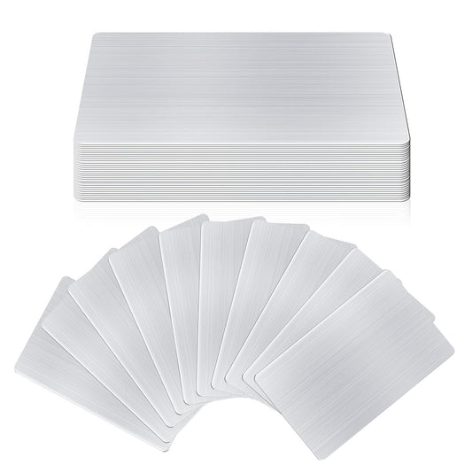 AOKLIT 30 pcs 304 Stainless Steel Metal Business Cards Blanks, 3.4 x 2.1 Inch Thickness 0.5 mm Metal Card Laser Engraving Steel Plates for Business House Customer DIY Gift