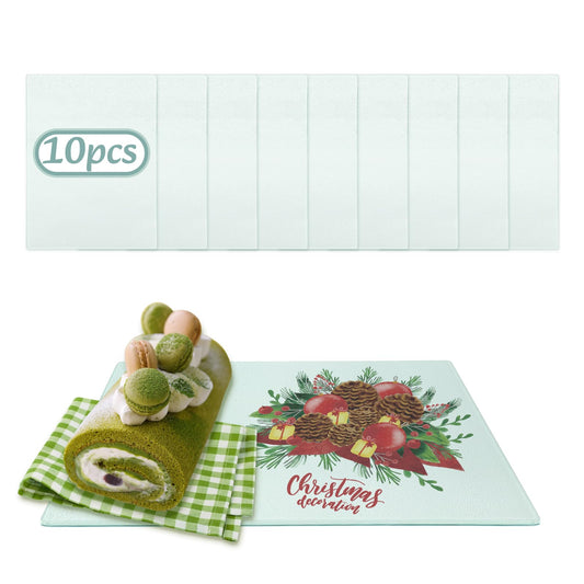 10 Pack Sublimation Glass Cutting Boards Blank Sublimation Tempered Glass Cutting Boards Anti Slip Cutting Board DIY for Heat Press Machine(11 x 8 Inch)
