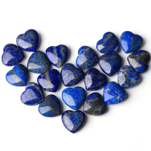 10 PCS Lapis Lazuli Natural Heart Crystals Set Thicken Heart Shaped Polished Stones Palm Love Gemstones Bulk Wholesale Reiki Energy Balancing Meditation Carved Palm Worry Stone Gift