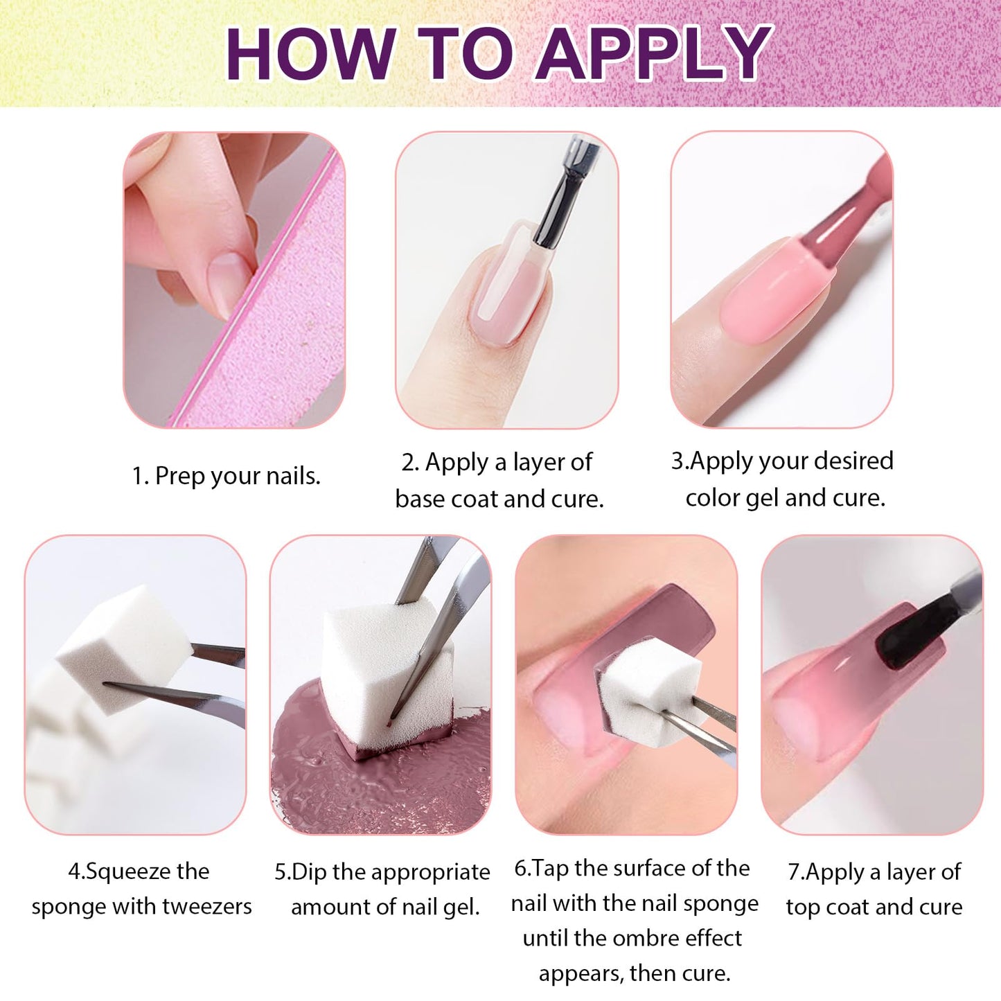 U-Shinein Gradient Painting Gel, 9 Bright Colors Ombre Gel Nail Polish Light Pink Blue Summer Kit Sponging for Pigment Pat Nails Aura Nails French Manicure Soak Off UV Bloom Summer