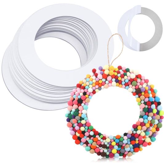 AmazingSpark 24 Pcs Self Adhesive Hanging Round Wreaths Valentine's Day DIY Ornaments Wreath 9 Inches Spring DIY Cardboard Rings Bulk Circle Cardboard Ornaments for Wedding Easter Party Decorations