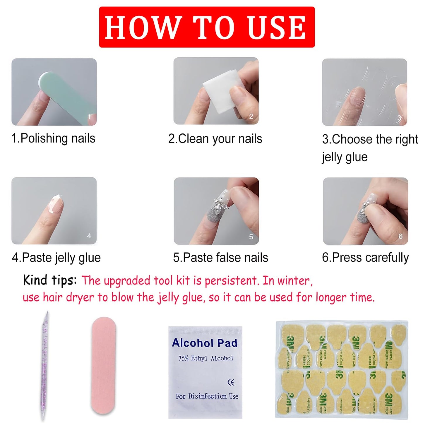 4th of July Press on Nails Medium Square Fake Nails Independence Day French Tips Firework Design False Nails Full Cover Glossy American Flag for Women Patriotic Nails Decoration 24Pcs