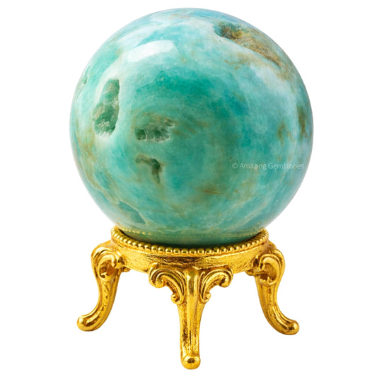 Amazing Gemstone Caribbean Calcite Crystal Ball with Stand - 2" Inches Crystal Sphere Meditation Balls for Witchcraft and Decorative Balls