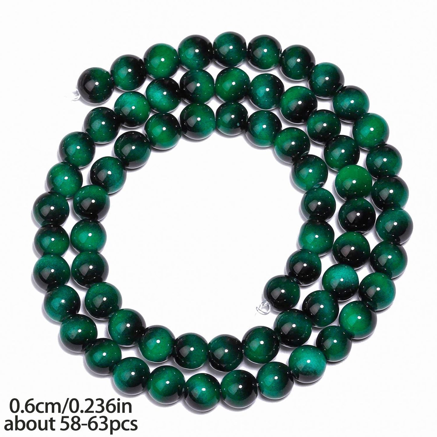 Song Xi 60PCS 6mm Green Tiger Eye Gemstone Beads for Jewelry Making, Round Smooth Glass Beads for DIY Bracelet Necklace Earring Keychain, Arts and Crafts, for St. Patrick's Day Wedding Birthday