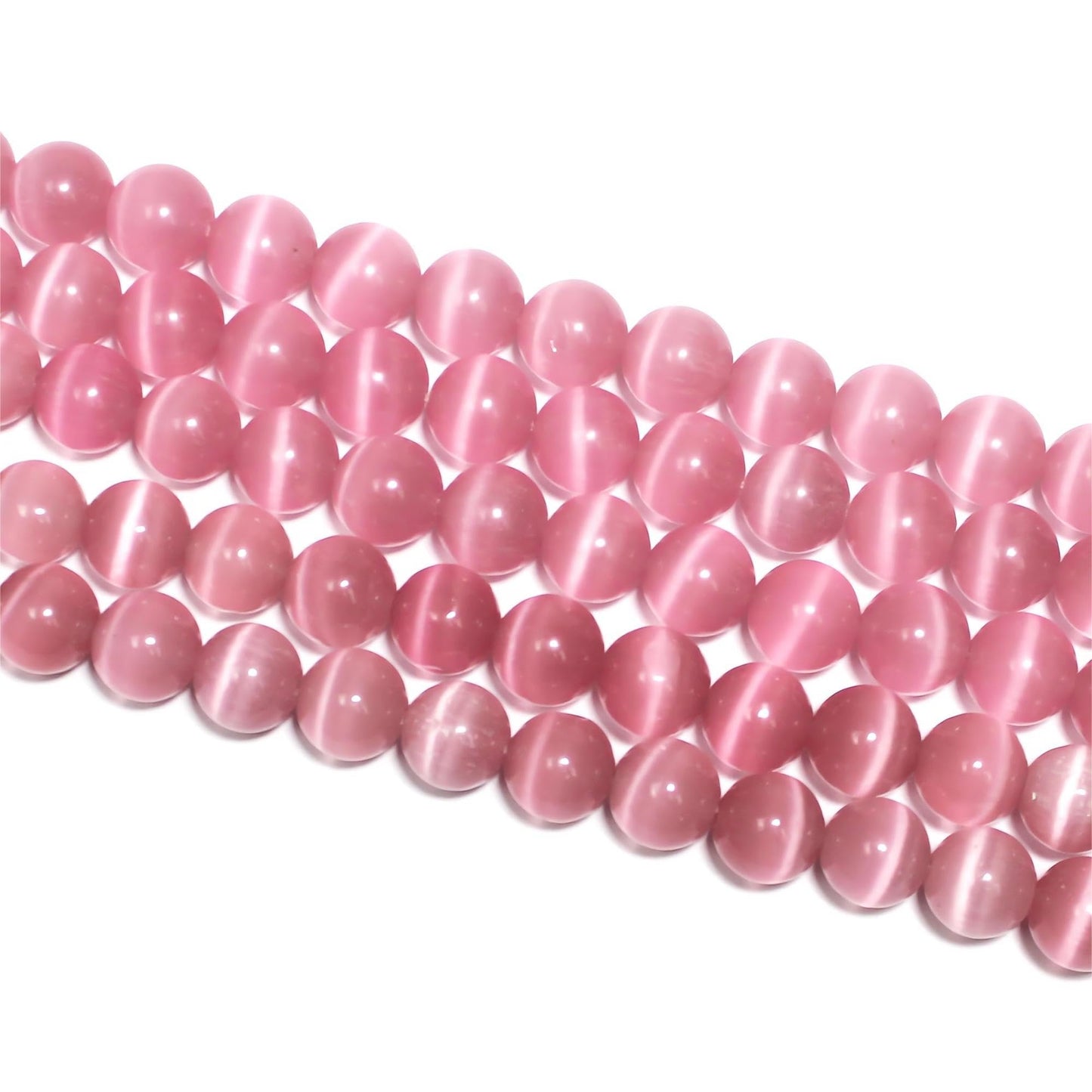 MJDCB 45pcs Pink Cat Eye Stone Beads 8mm Round Crystal Loose Bead for Jewelry Making DIY Bracelets Necklace Accessories
