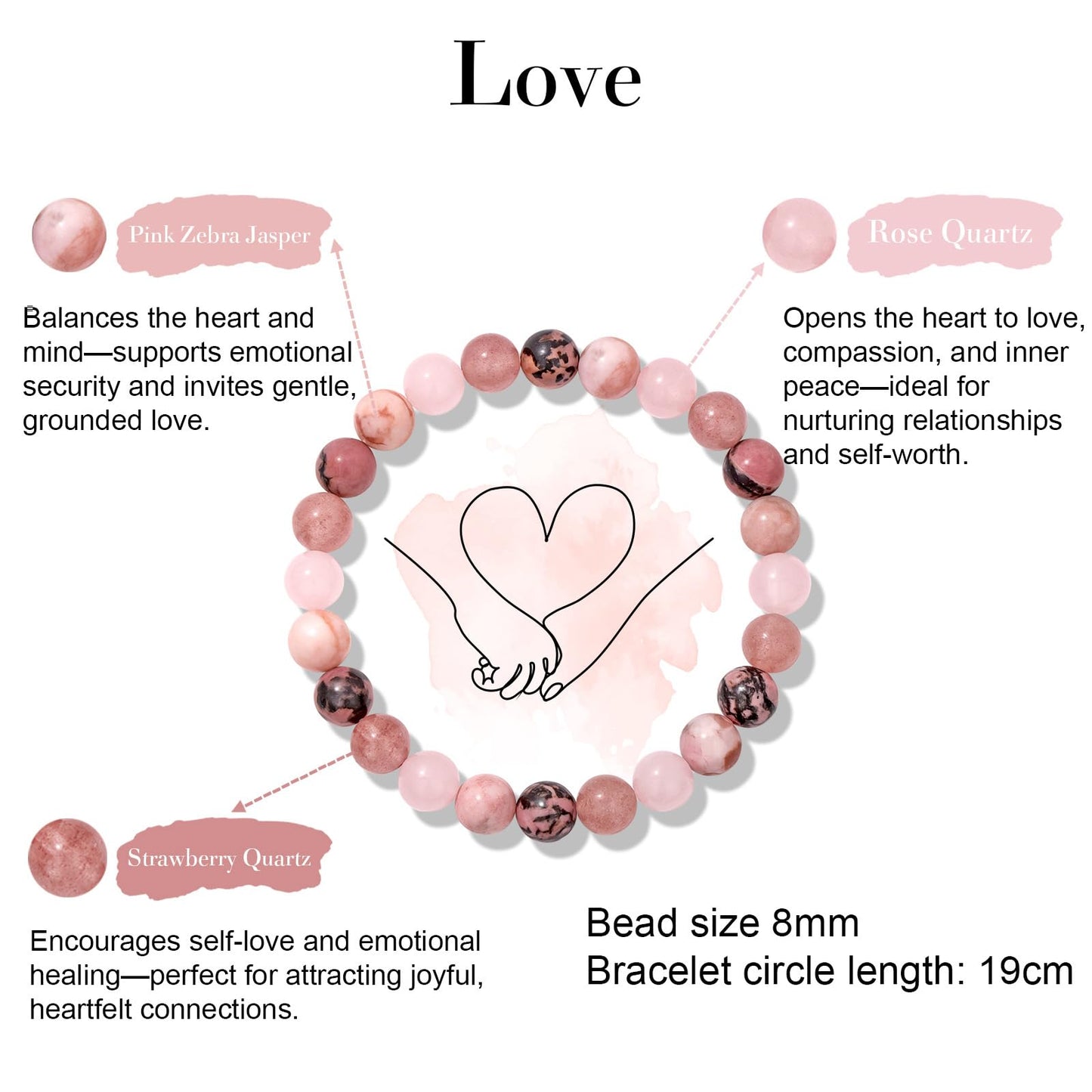 Risyfjew Natural Healing Crystal Bracelet for Women Love Bracelets Calming Jewelry Gifts Worry Stone Amethyst Tiger Eye Sodalite