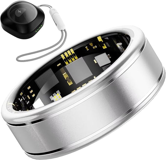 Smart Ring for Women ??Fitness Tracker Ring with Heart Rate, SpO2, Blood Pressure, Sleep Monitoring, Step & Calorie Counter, No Subscription Fee, iOS & Android Compatible (Silver, 12)