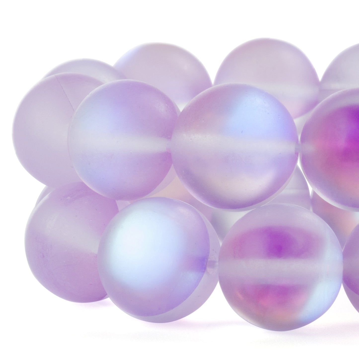 RUBYCA 12mm Round Moonstone Matte Crystal Glass Beads Aura for Jewelry Making Purple, 1 Strand