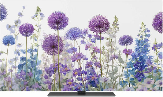 Trosturdspn 55 Inch Watercolor Floral Indoor TV Cover LCD TV Screen Protector Stretchable Television Dust Cover Spring
