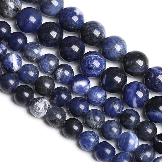 12MM 30PCS Natural Stone Deep Blue Sodalite Loose Beads for Jewelry Making DIY Bracelet Necklace