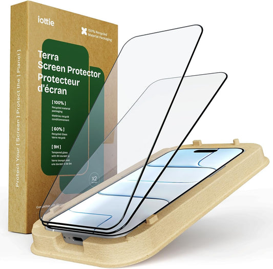 17 9H 2 iOttie Terra Screen Protector for iPhone Air, Hardness Tempered Glass, Eco-Friendly Reusable Alignment Tray