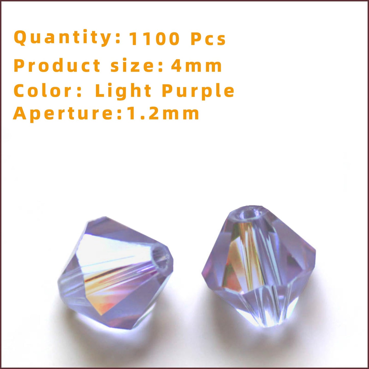 Laopottbeads 1100PCS 4mm Bicone Crystal Glass Beads for Jewelry Making, Sparkling Mini Beads for Suncatchers, DIY Bracelets & Craft Projects (Light Purple)
