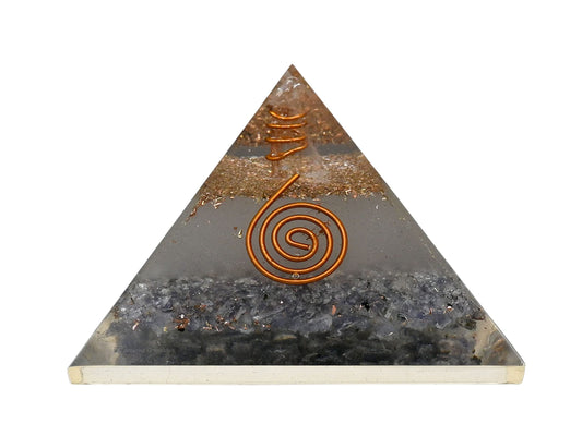 Amazing Gemstone Large Orgone Pyramid | Glow in Dark Iolite Pyramid Crystal | Orgonite Pyramid | Organ Pyramids Positive Energy Healing
