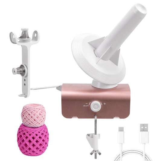 Winartton Electric Yarn Winder, Heavy-Duty Yarn Ball Winder 10 oz Large Capacity, Automatic Yarn Cake Winder Spinner Roller, Crocheting Tools Supplies for Knitting Lovers(Rose Gold)