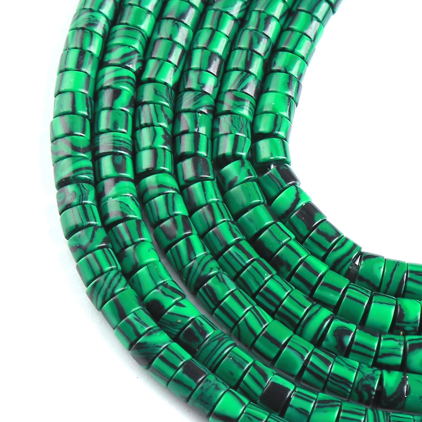 2x4MM 150PCS Malachite Tube Cylinder Rondelle Abacus Disk Spacer Loose Beads for Jewelry Making
