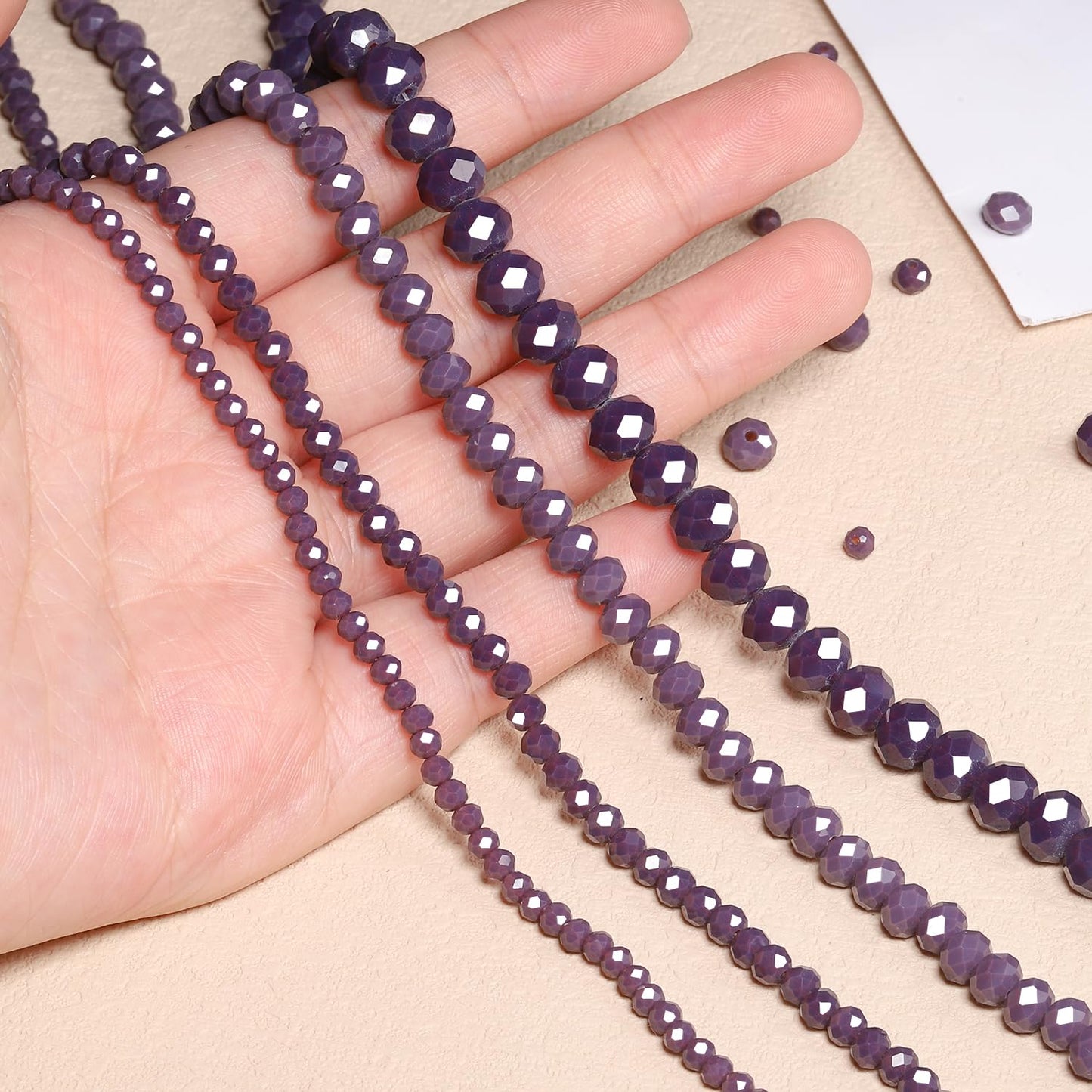 NITOPUPU 300pcs 8mm Crystal Glass Beads for Jewelry Making Faceted Rondelle Flat Beads for Bracelets Necklace Earrings DIY Crafts (Violet Jade Crystal Bead)