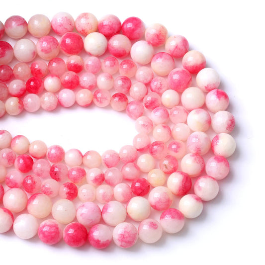 120PCS 6MM Pink Tourmaline Jade 2 Strands Stone Beads for Jewelry Making DIY Bracelet Necklace