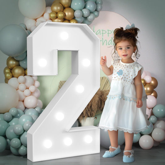 imprsv Light-up Numbers 2nd-Birthday Decorations: Large 3ft Marquee Number 2 21st 25th Birthday for Boy Girl Two Year Old Birthday Decor Party Backdrop Anniversary Big Foam Board Number 2